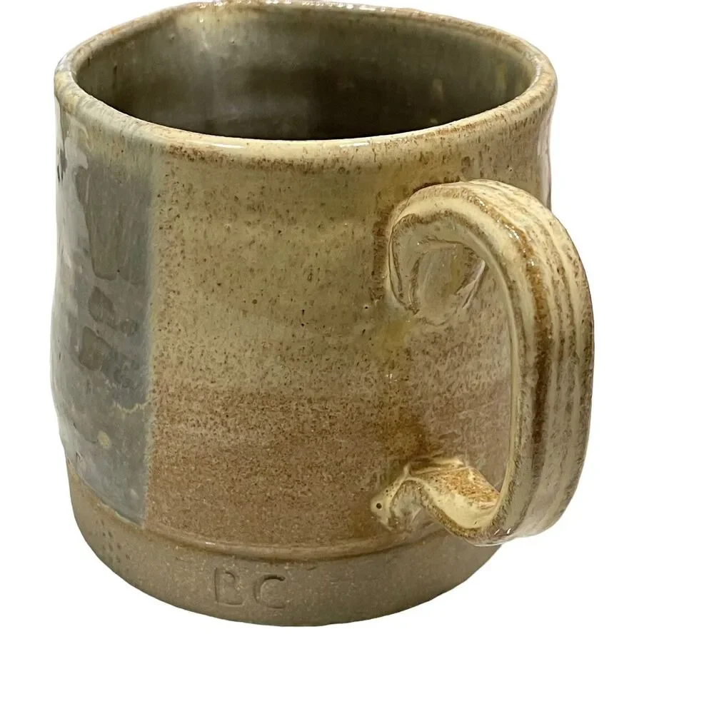 Vintage Pitcher Creamer Glazed Stoneware Signed Marked BC Heavy Pottery B.C.